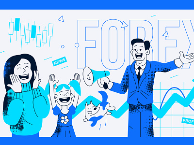 Family friendly forex trading illustration