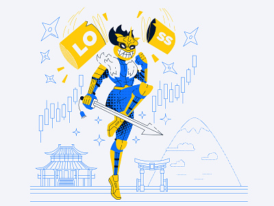 Samurai Girl cut the loss with katana illustration branding cartoon commercial cute design flat illustration illustrator marketing vector vectorart