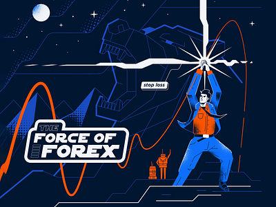 Forex Jedi Stop loss Star Wars poster style illustration