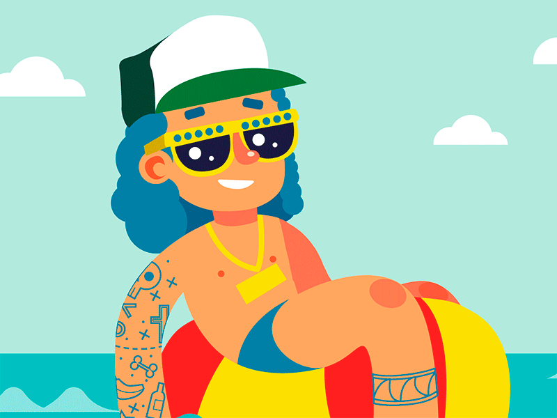 Chilling .Time character chilling flat summer vacation vector