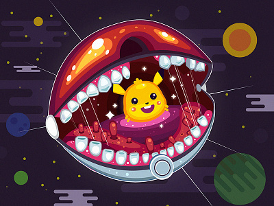 Its a trap! fanart illustration pikachu pokeball pokemon space