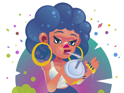 Bubble girl art bubble flat girl happy illustration juicy lemonade post flat sexy babe shine