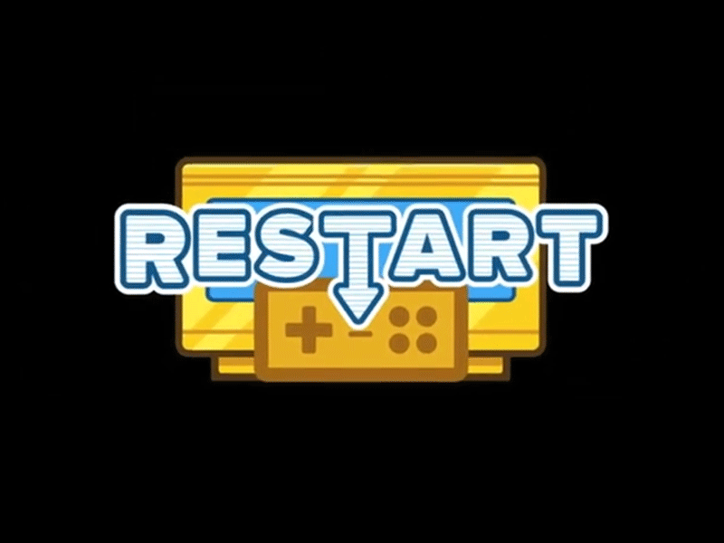 «Restart» logo animation aftereffects animation famicom game gamelogo logo logoanimation logodesign motiondesign restart shapeanimation vectorart