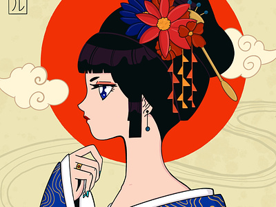 Geisha 90s 90sanime anime anime art animeart art artwork design digitalart digitalillustration geisha illustration illustrators