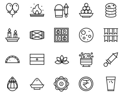 Holi Festival - Icon Pack branding design festival flat holi icon icon set iconography icons illustrator line outline ui vector