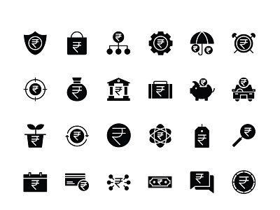 Indian Currency (Rupee) Filled Icon Set design download finance flat icon icon download icon pack icon set iconography icons illustration illustrator india indian rupee ui vector