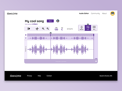 Simple Collaborative Audio Editor audio collaborative daw editor interaction design music product design real time simple simple clean interface ui xd design