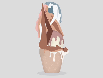 Lady Cone body character color dessert drip dripping food food illustration hair human body icecream illustraion illustration art lady skin woman