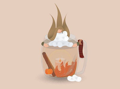 Autumn leaves autumn autumn leaves candle character character design cinnamon cinnamon roll drink illustraion illustration art illustrator leaves marshmallow marshmallows orange pumpkin pumpkin spice warm warm colors warmth