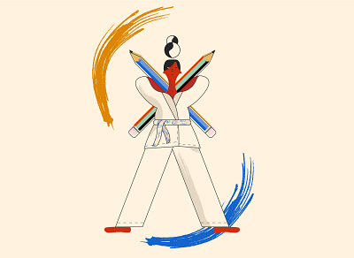 Power of a pencil 2d character art character characterdesign colorful colors digital drawing fighter flatdesign illustration illustration art illustrator karate pencil samurai vector vector illustration vectorart warrior