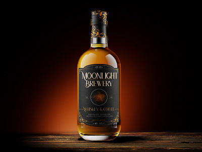 Moonlight Brewery Whiskey branding design illustration logo typography vector