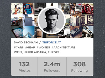 Photographer Profile beckham card clean david flat minimal modern photographer profile simple slick ui