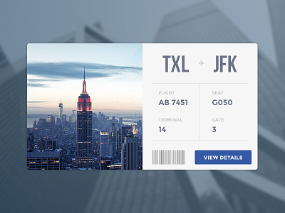 Flight Card card clean flight minimal new york ticket widget