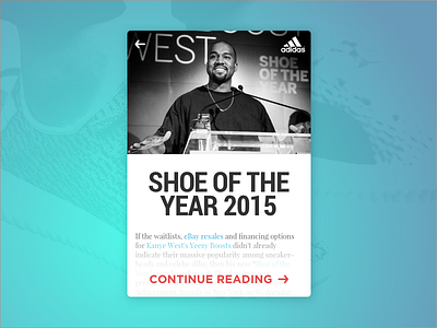 Shoe Of The Year News Card adidas article blog card ecommerce kanye news shopping yeezy