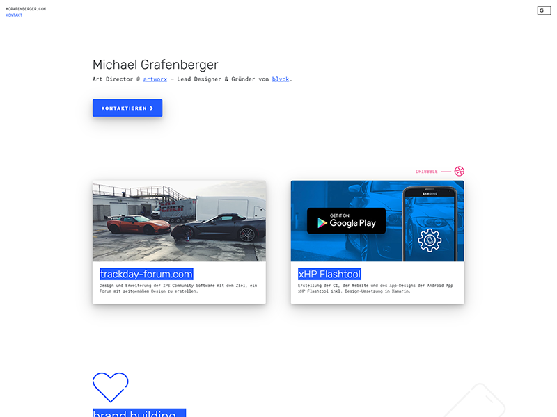 🔥 mgrafenberger.com branding mobile landing page freelancer designer portfolio personal cards google nifty minimal material