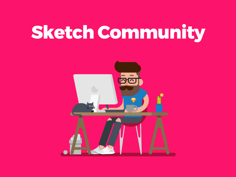 Sketch Community ist live! 🇩🇪🇦🇹 animation design animatecc kitten illustration motiondesigner austria cat minimal sketch app sketch hipster pink flat animation flat animation 2d animation motiondesign