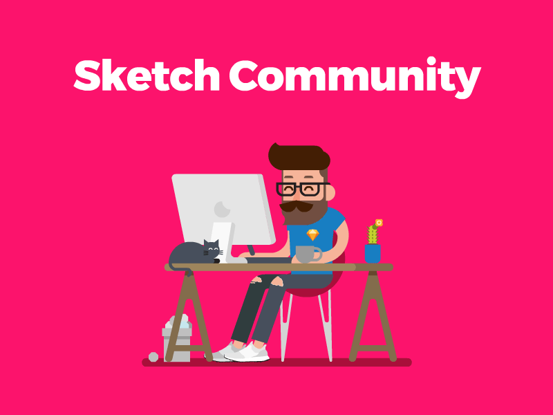 Sketch Community ist live! 🇩🇪🇦🇹 animatecc animation animation 2d animation design austria cat flat flat animation hipster illustration kitten minimal motiondesign motiondesigner pink sketch sketch app