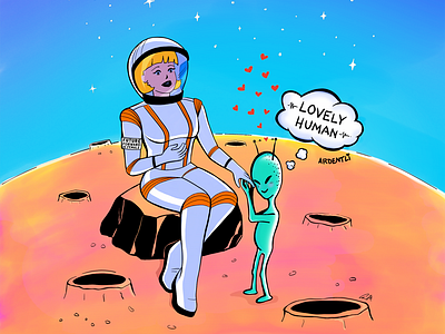 Space Lady Color Illustration