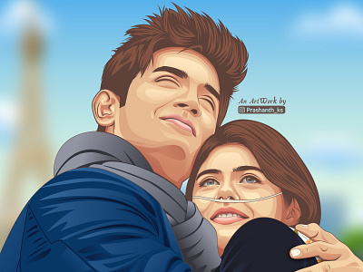 Dil Bechara Fanart artist bollywood couples cute illustrations love movie paris vectorart