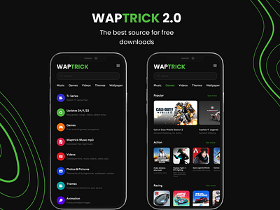 Waptrick design download site game ui video waptrick web design website