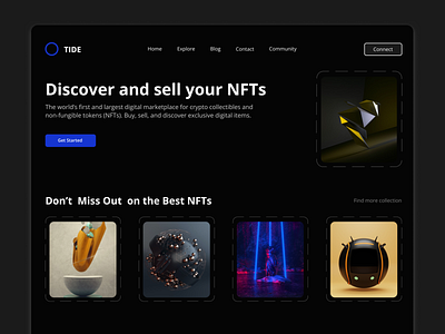 Tide: NFT Landing Page blockchain cryptocurrency landing page nft ui ui design web design