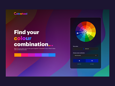 Colour wheel colour hero page ui ui design web design website