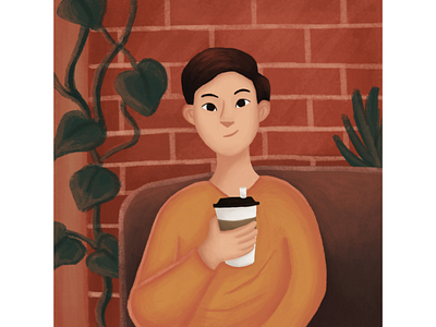 Boy and coffee Illustration