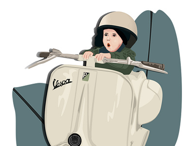 vespa child design flat design illustration photoshop vector vexel