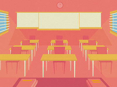 Classroom | Styleframe classroom empty flat illustration white board
