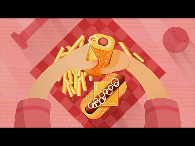 [FOT] - Teen Stage design food frenchfries hotdog illustration over styleframe teen time title