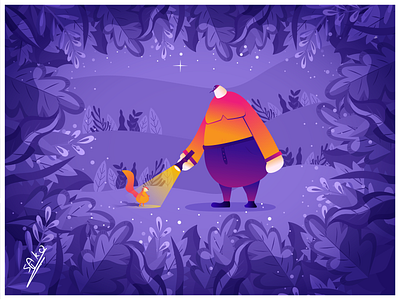 dark night jungle banner business character design guard illustration jungle light squirrel vector web design website