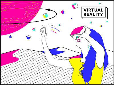 Virtual Reality app art banner business character colorful design icon illustration illustrator retro simple space ui ux vantage vector virtual reality web design website