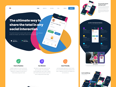 Website Design - Splibill app landing page best shot bill clean home page mobile app payment share social splitbill ui ux website