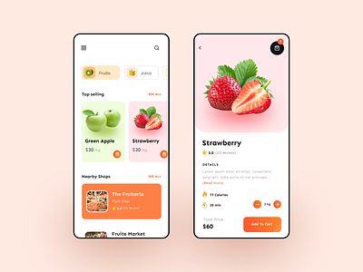 Food Ordering App clean delivery fresh fruite mobile app ordering ui ux