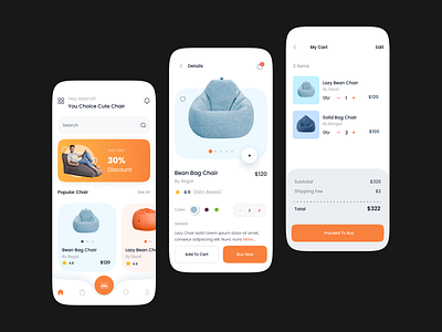Lazy Chair color ecommerce furniture minimal mobile on demand product second hand service shop ui ux