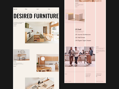 Furniture Web Layout | 4 Column Grid architecture ecommerce grid interface interior minimal office real estate shop typogaphy web design website workshop