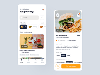 Food Ordering App booking delivery food mobile app restaurant ui