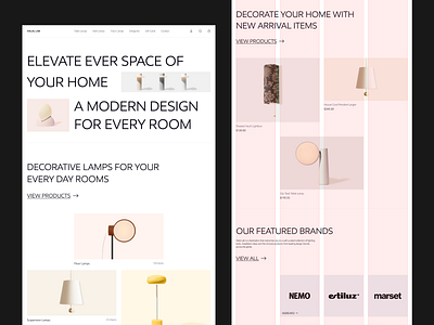 Lamps Store clean ecommerce grid system lamps layout minimal shop store style typogaphy ui uiux ux web design