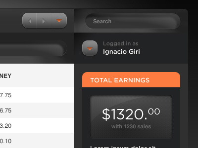 Minor improvements on our UI black button earnings gloss gotham numbers orange price ui