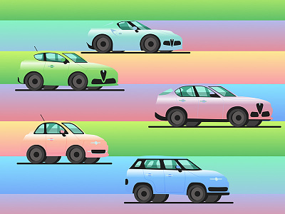 Cars Rainbow 500 alfa romeo c8 cars fiat gradient icon italy mito sketch stelvio vector