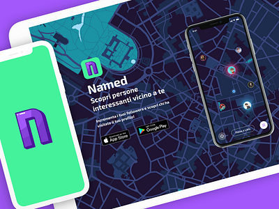 Named App app app store icon branding friends icon app identity landing logo n n logo named app notomia social network ui
