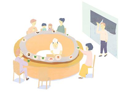 LTC asia eat food illustration japan japanesefood people restaurant simple sushi tokyo