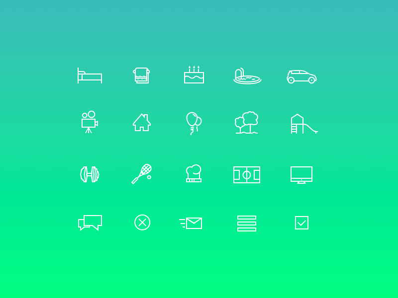 Icon set icon set vector icon icons squash bed car playground outline icons