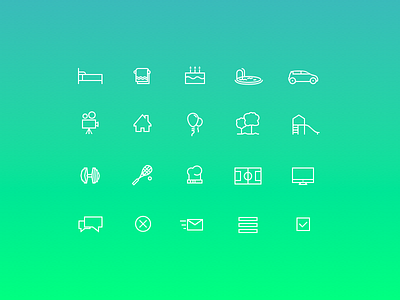 Icon set bed car icon set icons outline icons playground squash vector icon