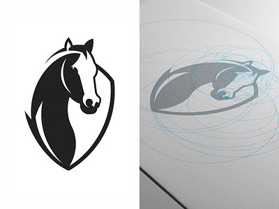 Logo design • Association of Jockeys brand design grid horse logo symbol