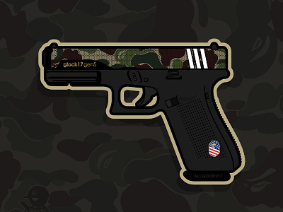 Bape Pistol bape glock gun hypebeast illustration pistol vector