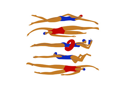 swimming dreaming cartoon character design flat funny graphic design illustration illustrator logo people pool swimming