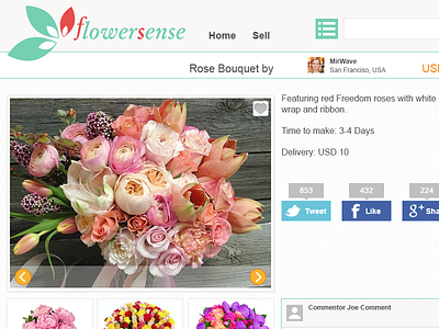 Flowersense flower magazine page shop web