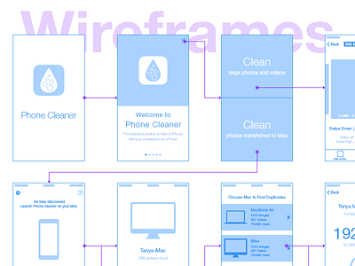 Phone Cleaner Wireframes app behance ui ux wireframes