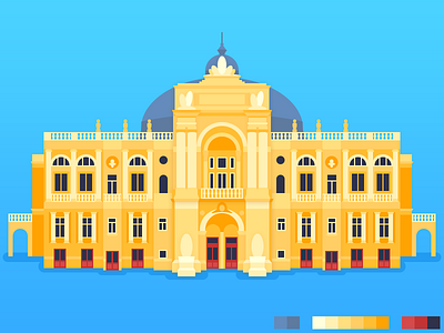 Odessa Opera and Ballet Theater building flat house illustration odessa opera theater vector